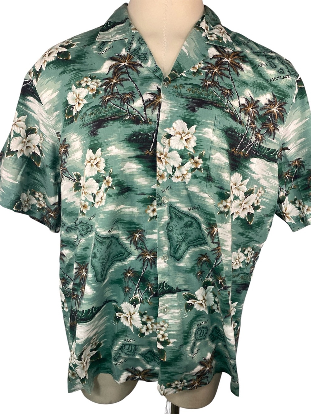 KY’s Green Floral Hawaiian Shirt - Men’s 2XL
